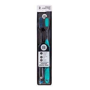 Brush Buddies Charcoal Extreme Clean 2pc Toothbrush Set Soft Charcoal Infused